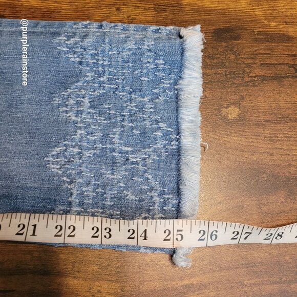 Loft Jeans Sz 0 Crop Flare Mid Rise Fringe Hem Medium Light Wash Stretch Denim - Picture 8 of 11